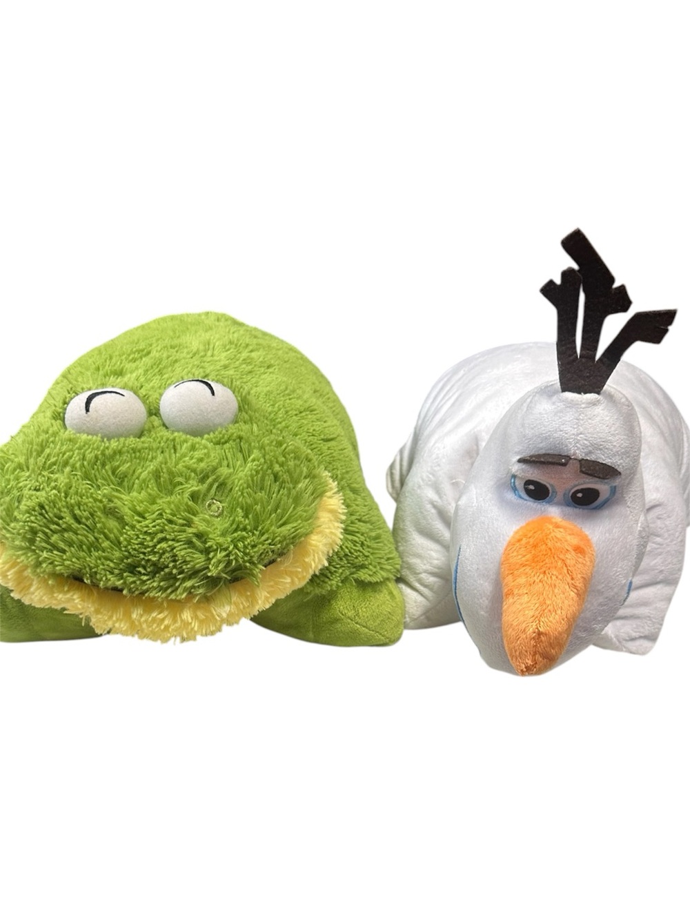 Pillow Pets Frog & Disney Olaf Frozen Plush Folding Pillow Bundle 16” 18”